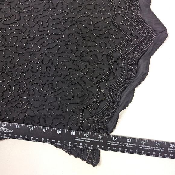 Vintage Cote d' Azur Top Women's Size Medium Black Beaded Silk Evening - Picture 5 of 6